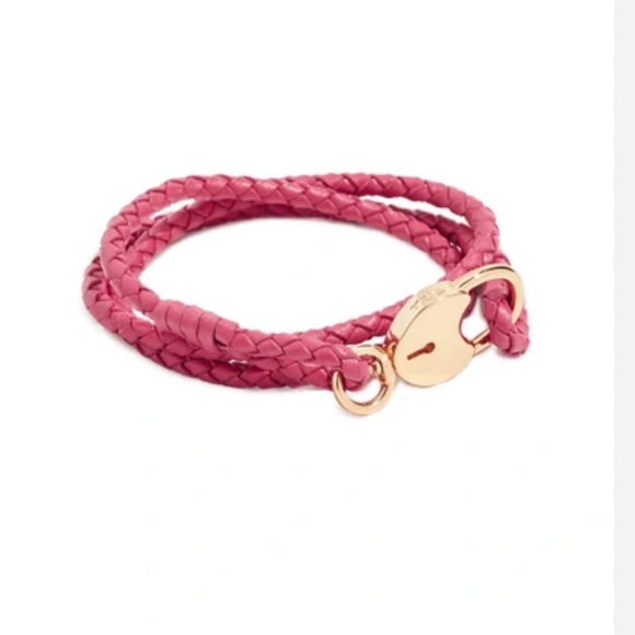 NWOT Tory Burch Braided Lock Triple Wrap Bracelet in Pink/Gold - Picture 1 of 4
